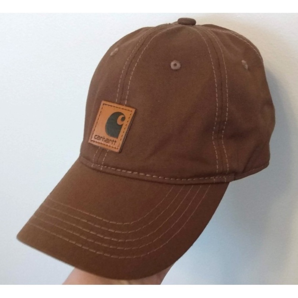 Carhartt ODESSA Brown Cap Strapback Leatherette Logo FastDry Dad‎ Hat Workwear
